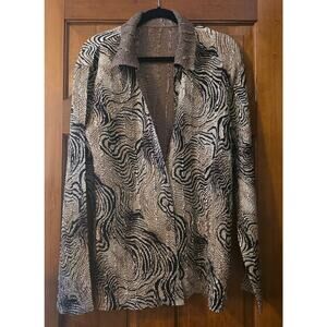 Long sleeve cardigan Crinkle button down Animal Print Abstract XL Magic Crush